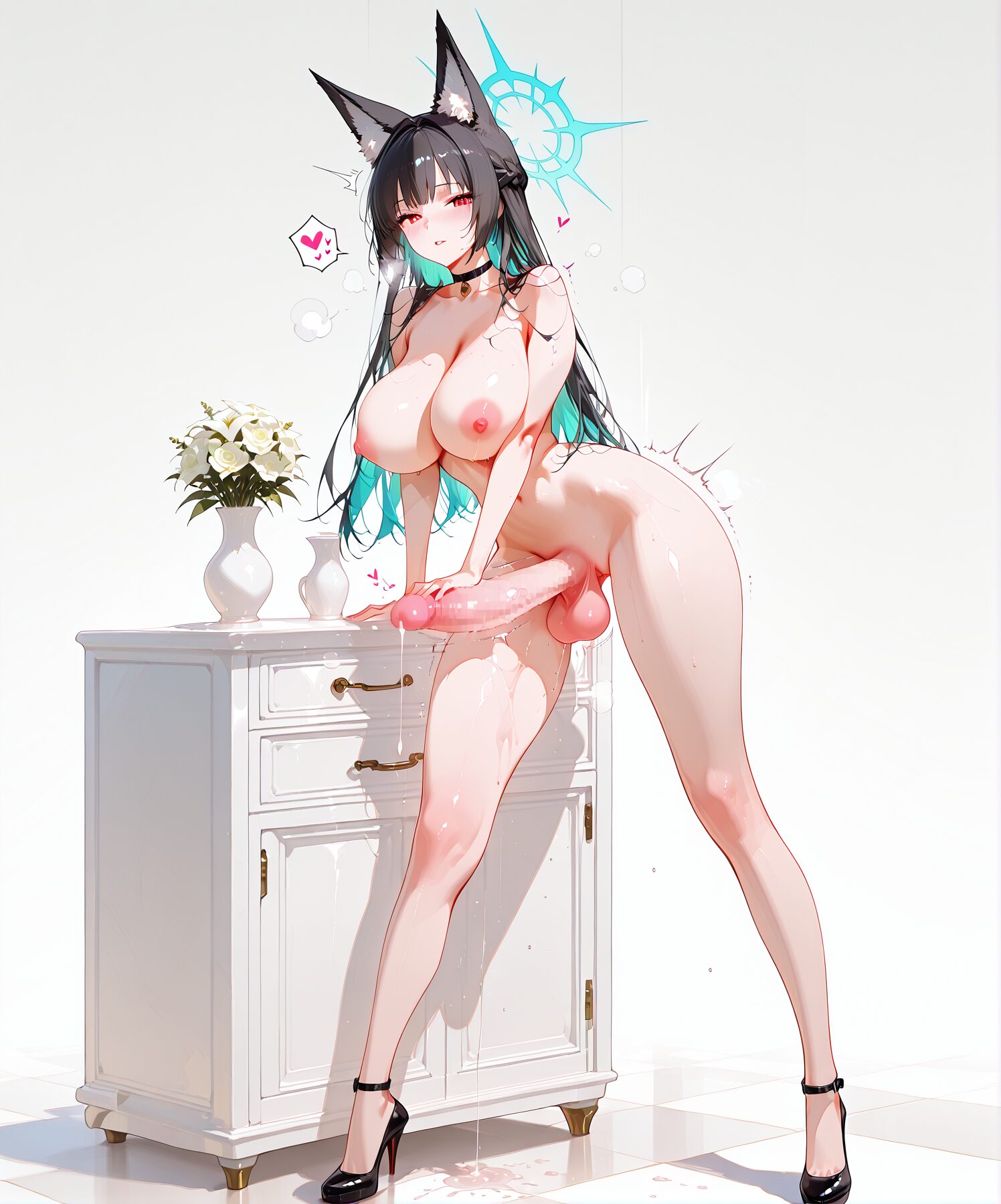 ふたなり娘のお部屋お漏らし射精ポーズ 16