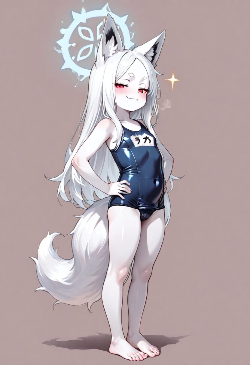銀髪狐耳娘とスク水お風呂アクメV1 画像14