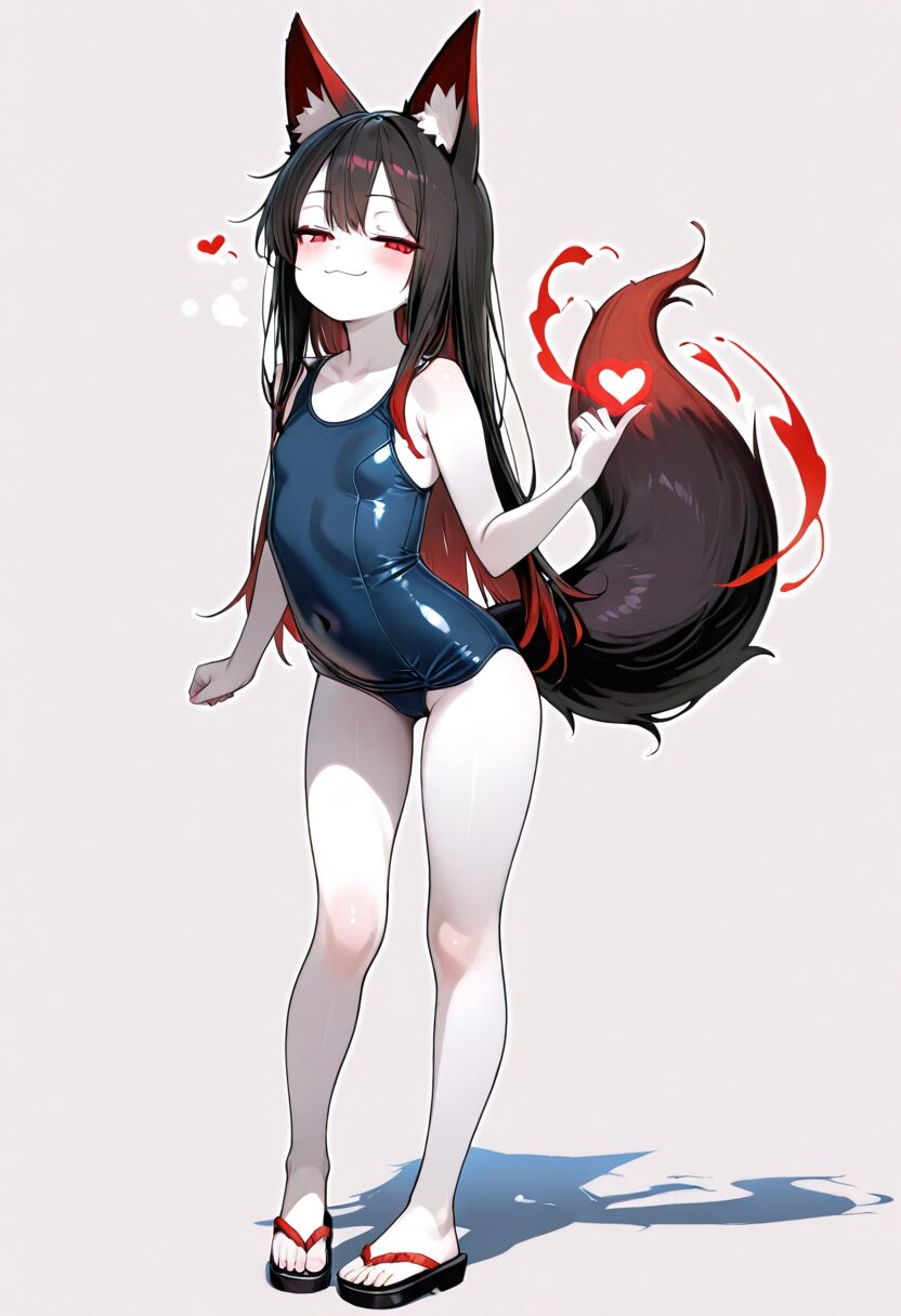 銀髪狐耳娘とスク水お風呂アクメV1 画像24